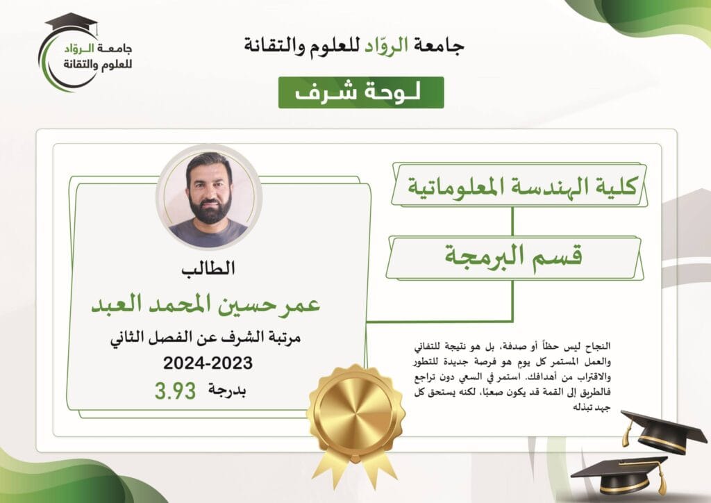 مرتبة الشرف للطالب عمر حسين المحمد