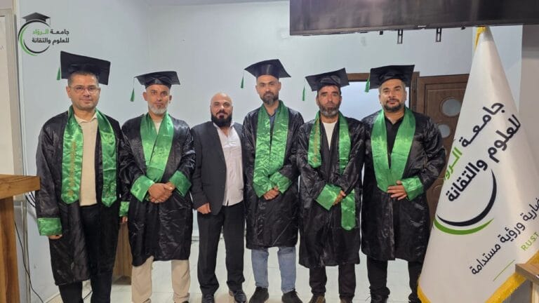 جانب من مناقشة مشاريع تخرج طلبة كلية التربية الرياضية والبدنية بجامعة الرّواد – شعبة جرابلس